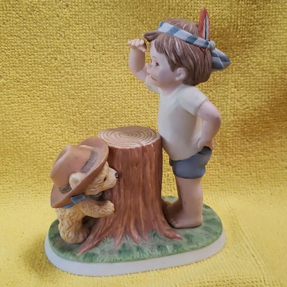 Vintage Lenox Teddy and Tiny Tots Porcelain Figurine "Teddy Plays Cowboy"